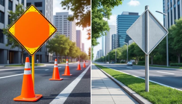 découvrez les différences clés entre poteaux de signalisation temporaires et permanents, leurs utilisations spécifiques et avantages pour une signalisation efficace.