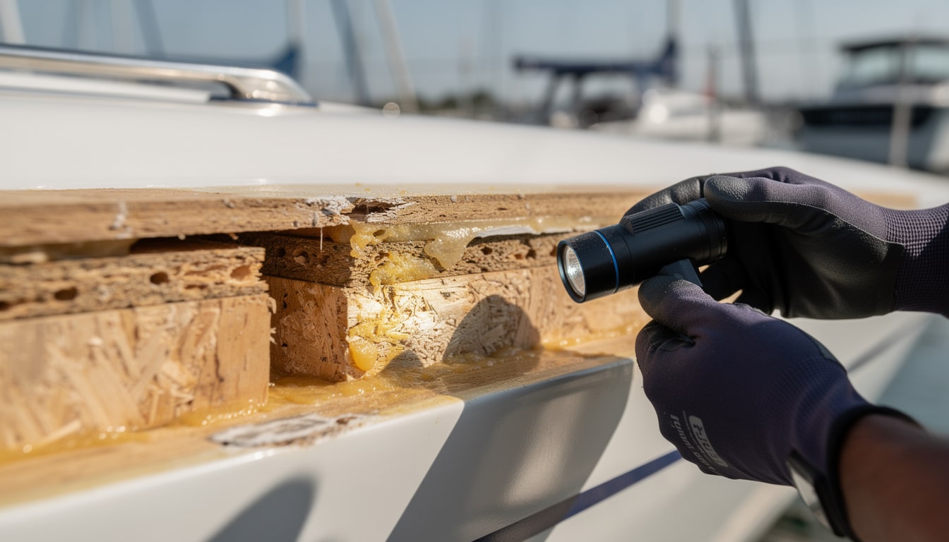 découvrez comment détecter le délaminage du pont lors de l'expertise d'un sandwich balsa bateau d'occasion pour garantir la sécurité et la qualité de votre achat.