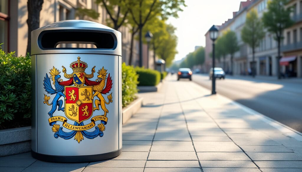 découvrez comment personnaliser la façade de votre poubelle urbaine en y apposant le blason de votre commune pour un environnement plus esthétique et représentatif.