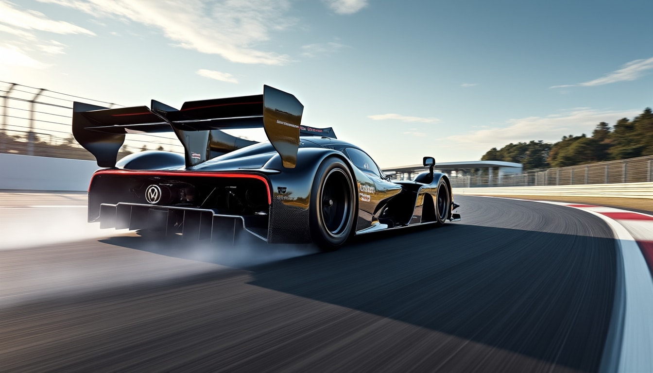 à haute vitesse, l’aileron arrière génère une force d’appui qui plaque la voiture de course au sol et améliore sa stabilité.
